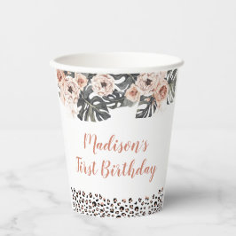 Wild One Girl Leopard Print Birthday Paper Cup Pappbecher