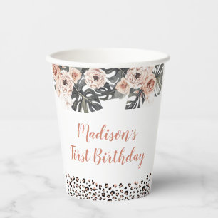Wild One Girl Leopard Print Birthday Paper Cup Pappbecher