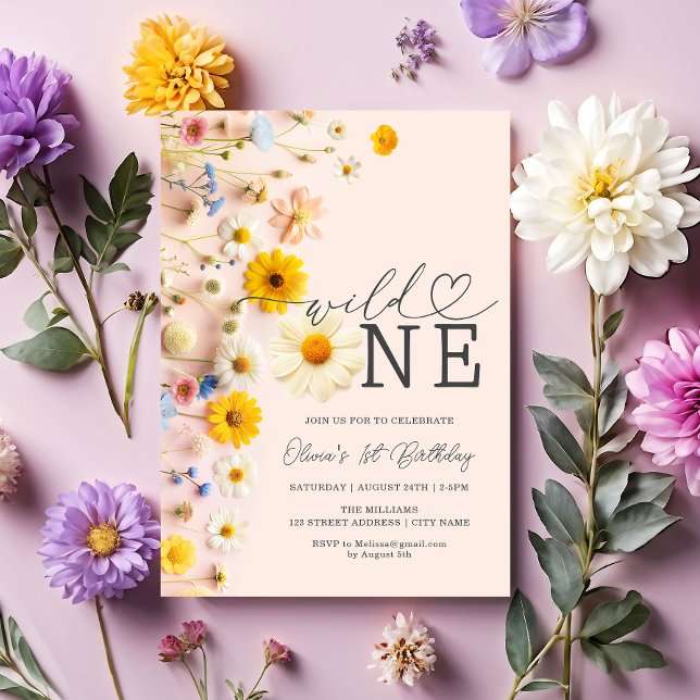 Wild One Girl Wildblume 1. Geburtstag Einladung (Von Creator hochgeladen)