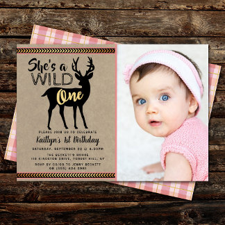 Wild One Girls Foto Einladung zum Geburtstag