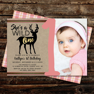 Wild One Girls Foto Einladung zum Geburtstag