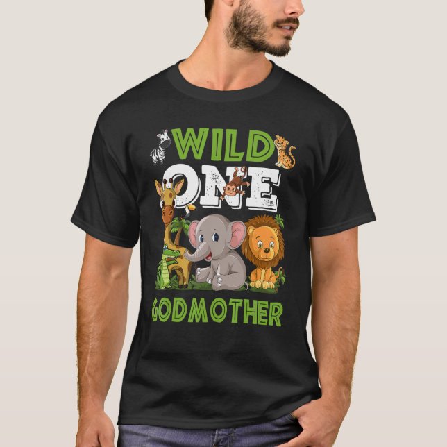 Wild One Godmutter Zoo Birthday Safari Jungle Anim T-Shirt (Vorderseite)