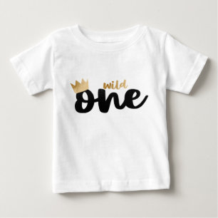 Wild One Gold Foil Crown Boy zum ersten Geburtstag Baby T-shirt