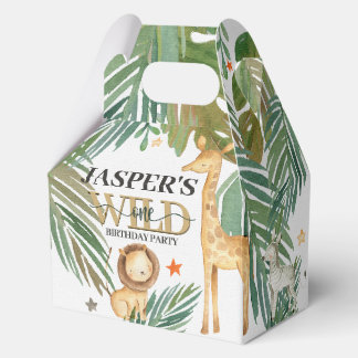 🎉🌿 Wild One Gold Green Birthday Favour Boxes Geschenkschachtel