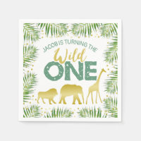 Wild One Gold & Green Safari Tiere 1. Geburtstag