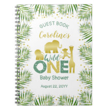 Wild One Gold Safari Babyshower Guest Book