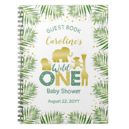 Wild One Gold Safari Babyshower Guest Book Notizblock