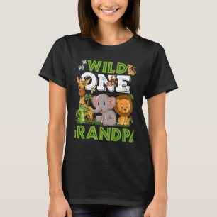 Wild One Grandpa Zoo Birthday Safari Jungle Animal T-Shirt