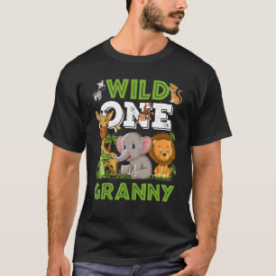 Wild One Granny Zoo Birthday Safari Jungle Animals T-Shirt