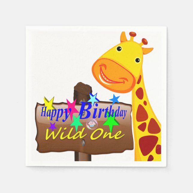Wild One Happy Birthday Paper Napkins Serviette (Vorderseite)
