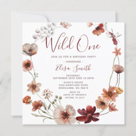 Wild One Herbst Boho Wildblumen Geburtstagsparty Einladung