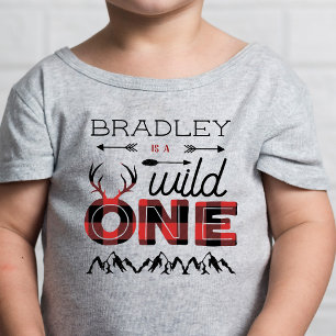 Wild One Jungen Rustikales Karomuster Holzfäller 1 Baby T-shirt