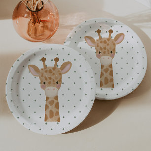 Wild One Jungen-Safari-Giraffe-Polka-Punkte Pappteller
