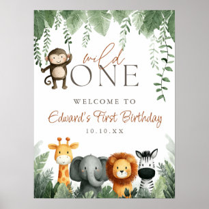 Wild One Jungle 1. Geburtstag Willkommensschild Poster