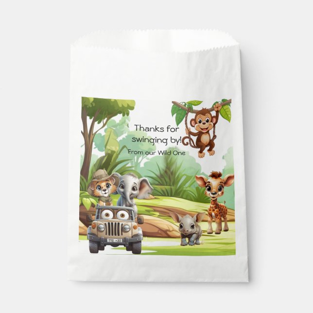 Wild One Jungle Animal Birthday Favor Bags SafarI Geschenktütchen (Vorderseite)