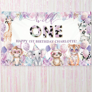 Wild One Jungle Animal Safari 1. Geburtstag Willko Banner