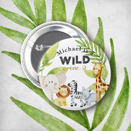 Wild One Jungle Animal zum Geburtstag Button