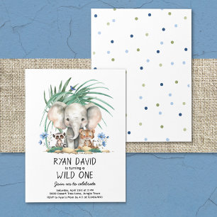 Wild One Jungle Animal zum Geburtstag Einladung