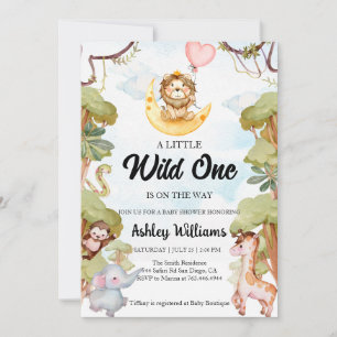Wild One Jungle Animals Boy Baby Shower Einladung