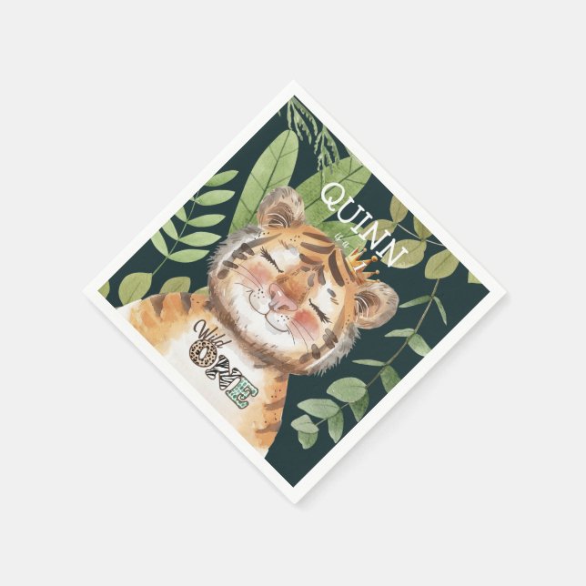 Wild One Jungle Animals Safari 1. Geburtstag Serviette (Ecke)