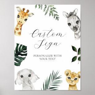 Wild One Jungle Baby Dusche Benutzerdefiniertes Te Poster