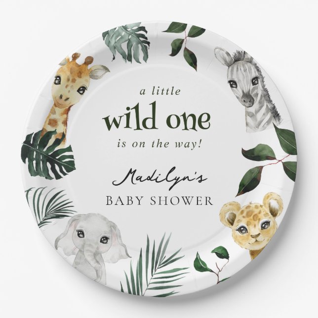 Wild One Jungle Baby Dusche Pappteller (Vorderseite)