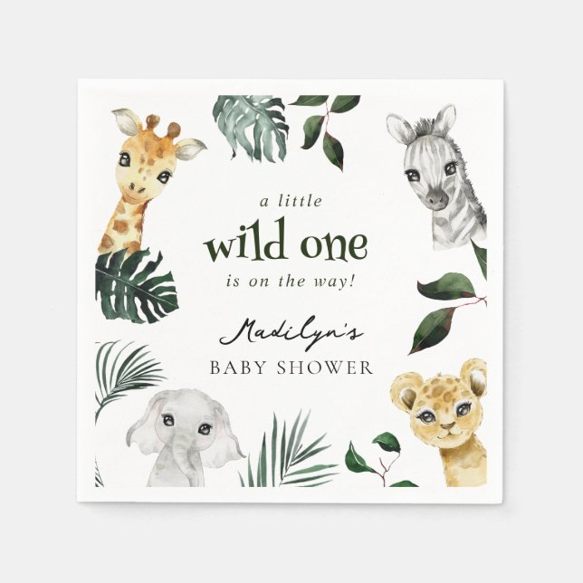 Wild One Jungle Baby Dusche Serviette (Vorderseite)