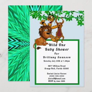 Wild One Jungle Baby Shower Animal Tribal Einladun Einladung