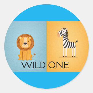 Wild One Jungle Birthday- Safari Animals Runder Aufkleber
