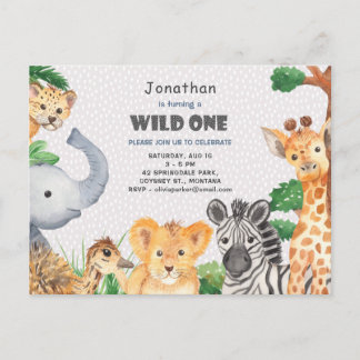 Wild One Jungle Camping Thema 1. Geburtstag Einlad Postkarte