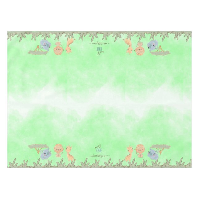 Wild One Jungle Friends Blue Brown Erster Geburtst Tischdecke (Vorderseite (Horizontal))