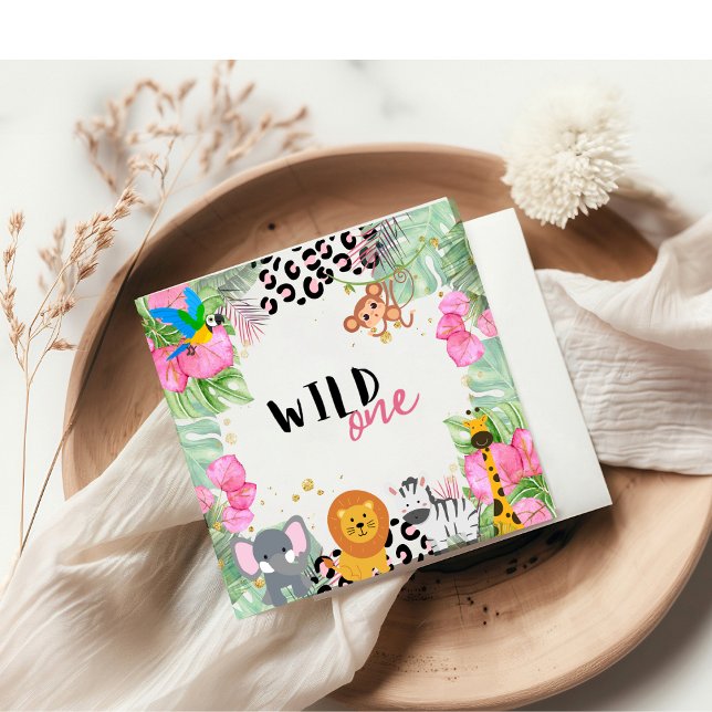 Wild One Jungle Girls Geburtstag Napkin Serviette (Von Creator hochgeladen)