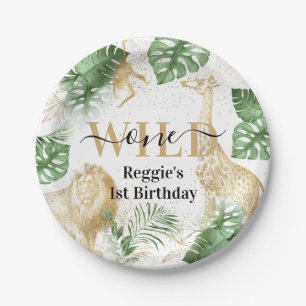 Wild One Jungle Greenery & Gold Geburtstagsparty Pappteller
