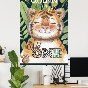 Wild One Jungle Safari 1. Geburtstag Begrüßungszei Poster