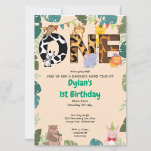 Wild One Jungle Safari 1. Geburtstag Einladung