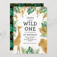 Wild One Jungle Safari 1. Geburtstag Gold Green