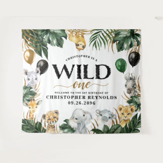 Wild One Jungle Safari 1. Geburtstag Party Hinterg Wandteppich