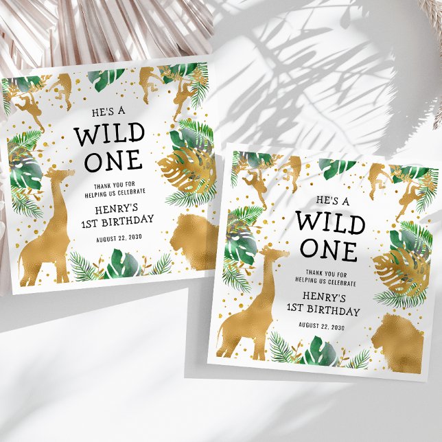 Wild One Jungle Safari 1. Geburtstag Party Serviette (Von Creator hochgeladen)