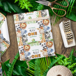 Wild One Jungle Safari 1st birthday  Geschenkpapier