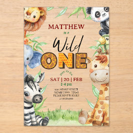 Wild One Jungle Safari 1st birthday Invitation Acryleinladungen