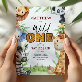 Wild One Jungle Safari 1st birthday Invitation Einladung