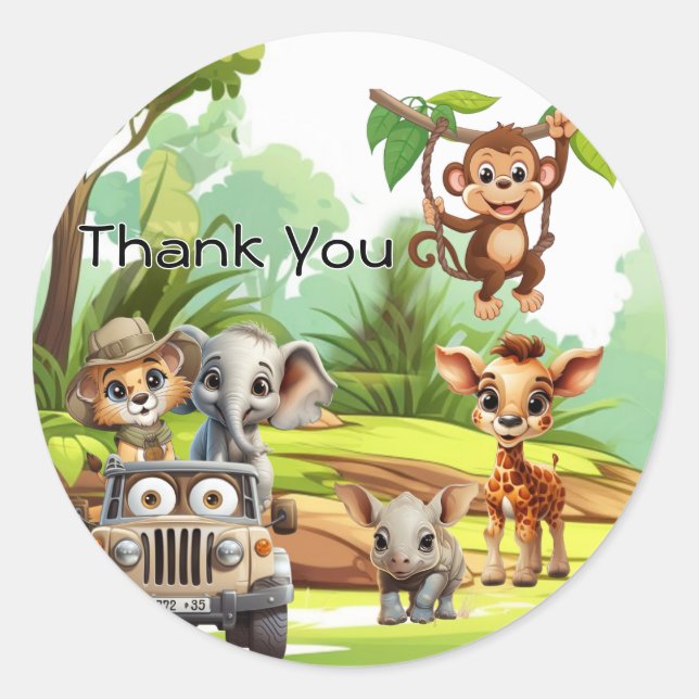 Wild One Jungle Safari 1st Birthday Paper Cup  Runder Aufkleber (Vorderseite)