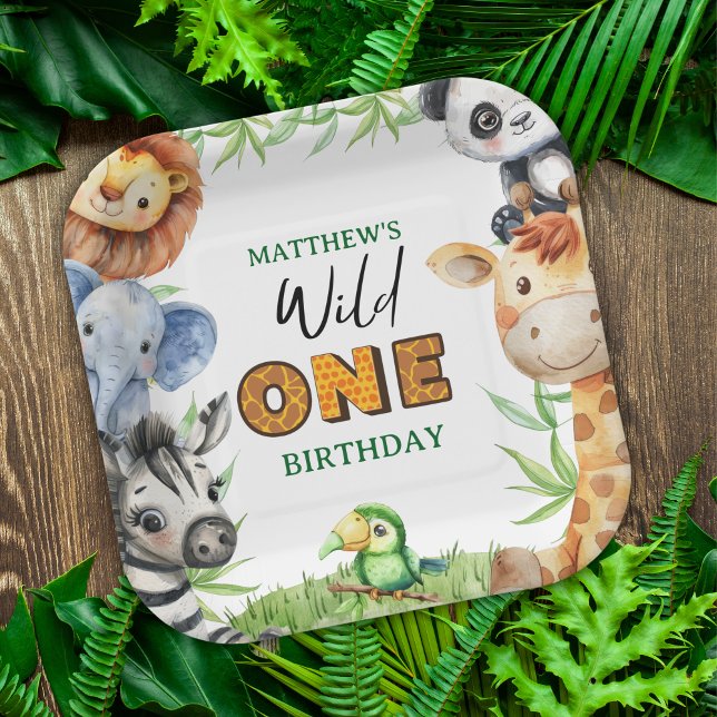 Wild One Jungle Safari 1st birthday  Pappteller (Von Creator hochgeladen)