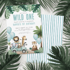 Wild One Jungle Safari 1st Birthday Party Einladung