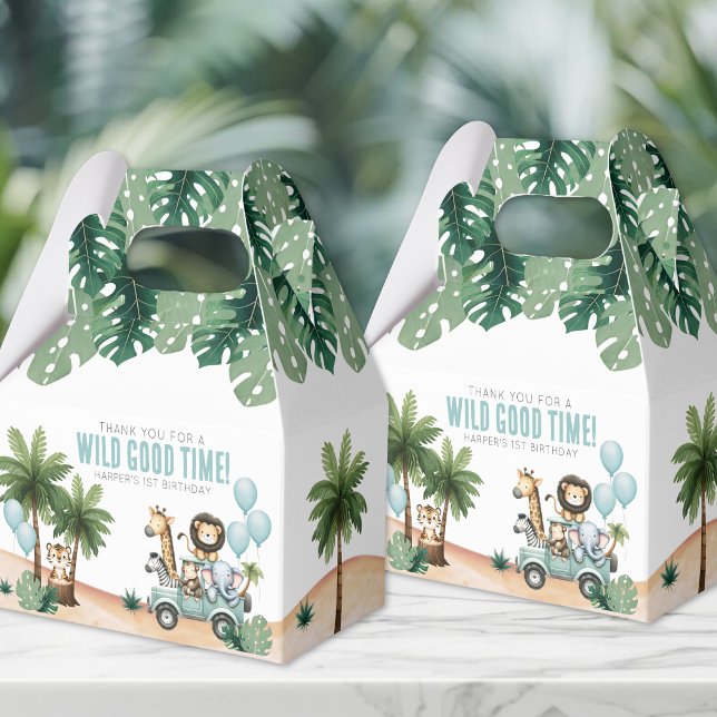 Wild One Jungle Safari 1st Birthday Party Geschenkschachtel (Wild One Jungle Safari 1st Birthday Party Favor Boxes)