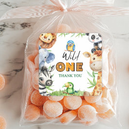 Wild One Jungle Safari 1st birthday Thank You  Quadratischer Aufkleber