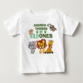 Wild One Jungle Safari Animal Twins Erster Geburts Baby T-shirt