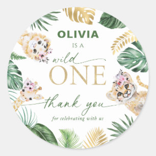 Wild One Jungle Safari Animal Vielen Dank Runder Aufkleber