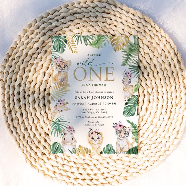 Wild One Jungle Safari Animals Baby Shower Einladung (Von Creator hochgeladen)