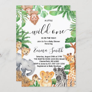 Wild One Jungle Safari Animals Baby Shower Einladung